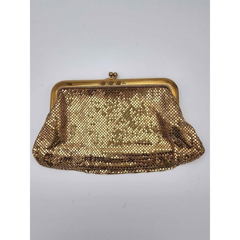 Vintage Gold Mesh Whiting & Davis Handbag - Engraved Flowers!